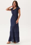 Happy Holly Jersey Broderie Anglaise Maxi Dress Dark blue 48/50