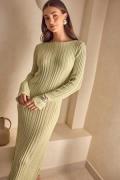 BUBBLEROOM Structure Knitted Dress Dusty green XL