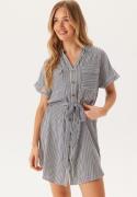 VERO MODA Vmbumpy Ss Short Shirt Dress India Ink Stripes:snow White L