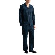 Gant Woven Cotton Stripe Pajama Set Blå/Grön bomull Medium Herr