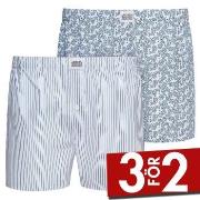 Jockey Kalsonger 2P Woven Boxer Shorts Blå/Vit bomull Medium Herr