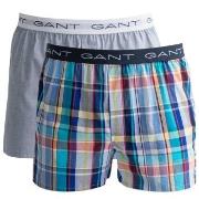 Gant Kalsonger 2P Cotton With Fly Boxer Shorts Ljusblå Rutig bomull Me...