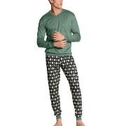 Calida Relax Streamline Pyjama With Cuff Grön Mönstrad bomull Large He...