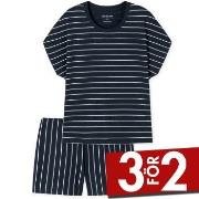 Schiesser Just Stripes Short Pyjamas Marin bomull 36 Dam