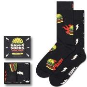 Happy Sock Blast Off Burger Socks Gift Set Strumpor 2P Svart mönstrad ...