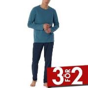 Schiesser Casual Essentials Pyjamas Marin/Blå bomull 58 Herr