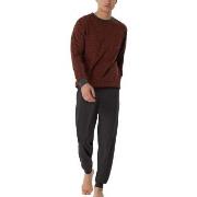 Schiesser Comfort Essentials Long Pyjamas Marin/Röd  bomull 48 Herr