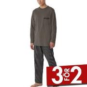 Schiesser Comfort Nightwear Long Pyjamas Brun Mönster bomull 58 Herr