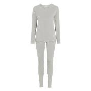 Damella Bamboo Plain Long Pyjamas Set Grå Bambu Small Dam