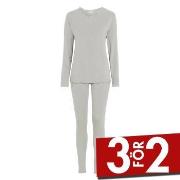 Damella Bamboo Plain Long Pyjamas Set Grå Bambu Medium Dam