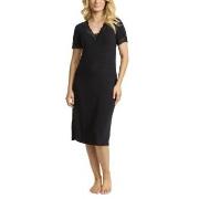 Damella Bamboo Plain Lace Short Sleeve Nightdress Svart Bambu Medium D...