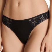 Calida Trosor Natural Comfort Lace Thong Svart bomull Medium Dam