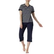 Schiesser Women Three Quarter Pyjamas Blå/Vit bomull 38 Dam