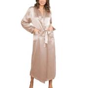 Lady Avenue Pure Silk Long Robe Pärlvit silke X-Small Dam