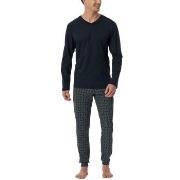 Schiesser Casual Essentials Long Sleeve Pyjamas Mörkblå bomull 52 Herr