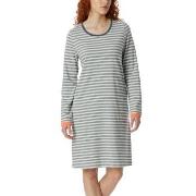 Schiesser Casual Essentials Long Sleeve Sleepshirt Ljusblå Randig bomu...