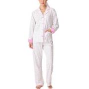 PJ Salvage Long Sleeve Flannel Pyjama Vit/Rosa bomull X-Large Dam