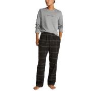 Calvin Klein Flannel Sleep Long Sleeve Pant Set Grå/Svart bomull Large...