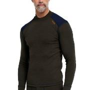 Dovre Folded Collar Baselayer Militärgrön ull Medium Herr