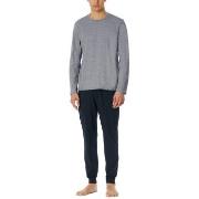 Schiesser Casual Essentials Long Pyjama With Cuffs Mörkblå bomull X-La...