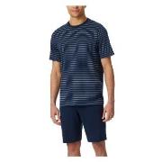 Schiesser Casual Essentials Short Sleeve Pyjama Mörkblå bomull XX-Larg...