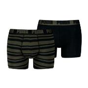 Puma Kalsonger 2P Heritage Stripe Boxer Svart/Grön bomull Small Herr