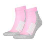 Puma Strumpor 2P BWT Cushioned Quarter Sock Rosa/Grå Strl 35/38