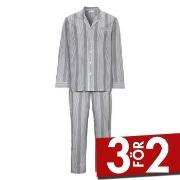 Damella Carl Long Sleeve Pyjamas Grårandig bomull Medium Dam