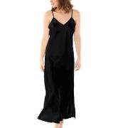 Damella Long Silk Nightdress Svart silke Large Dam