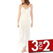 Damella Long Silk Nightdress Elfenben silke X-Small Dam