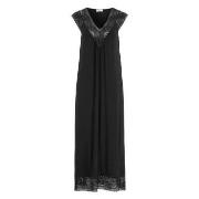 Damella Long Viscose Plain Sleeveless Nightdress Svart viskos XX-Large...