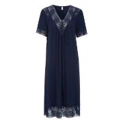 Damella Plain Lace Short Sleeve Nightdress Marin viskos XX-Large Dam