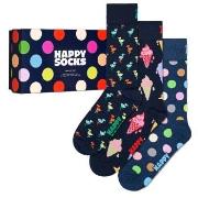 Happy socks Strumpor 3P Navy Socks Gift Box Marin mönstrad Strl 36/40
