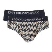 Armani Cotton Stretch Print Briefs Kalsonger 2P Beige/marin bomull Med...