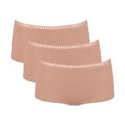 Sloggi Trosor 3P GO Crush Hipster Shorts Ljusbrun bomull Large Dam