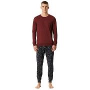 Schiesser Family Long Pyjamas Cuffs Röd bomull 3XL Herr