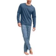 Calida Relax Streamline Long Pyjama Blå bomull X-Large Herr
