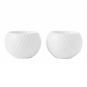 Lyngby Porcelæn - Rhombe Ljuslykta 6,5 cm 2-Pack Vit