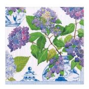 Caspari - Hydrangeas and Porcelain servett 40x40 cm 20-pack lila