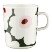 Marimekko - Unikko mugg 25 cl vit/mörkgrön/rosa