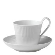 Royal Copenhagen - White Fluted Kaffekopp Med Fat 24 cl hög hänkel