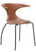 Flair stol – Ljusbrunt läder, svart