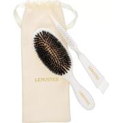 Lenoites Hair Brush Wild Boar + Pouch and cleaner tool White