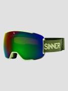 Sinner Snowflake Matte Green Goggle full green mirror&pink