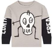 NUNUNU Goofy Skull Grafisk Långärmad T-shirt Grå 12-18 mån