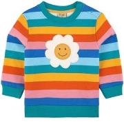 Frugi Sammy Sweatshirt Mid Pink Rainbow Stripe/Daisy 8-9 år