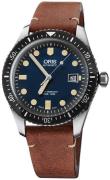 Oris Herrklocka 01 733 7720 4055-07 5 21 45 Diving Blå/Läder Ø42 mm