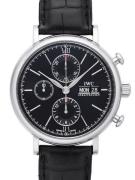 IWC Herrklocka IW391008 Portofino Chronograph Svart/Läder Ø42 mm