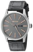 Nixon The Sentry Herrklocka A1052145-00 Grå/Läder Ø42 mm