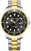 So & Co New York Yacht Timer Herrklocka 5347.3 Svart/Gulguldtonat